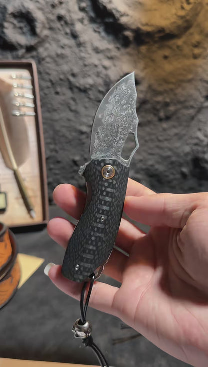 Premium Handcrafted 78-Layer Damascus Folding Knife – Ball Bearing Fast Opening - AK-HT0182