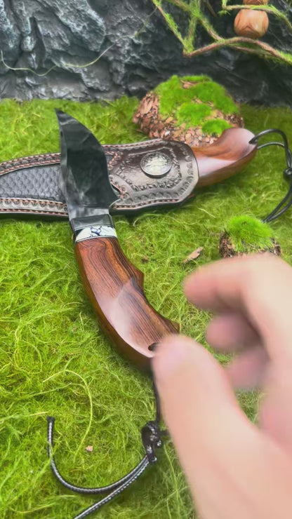 High Quality Wootz Steel Bowie Knife Fixed Blade with Leather Sheath - AK-HT0835