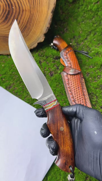 Precious M390 Steel Blade Hunting Knife Bowie Tactical Desert Ironwood Survival - AK-HT0876