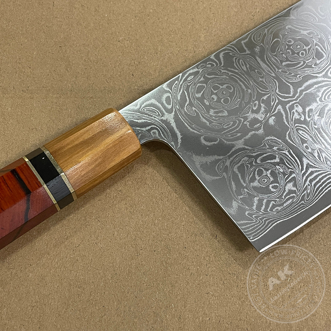 VG10 Damascus Knife Cleaver Rose Pattern Blade - AK-DL0535