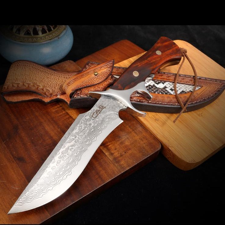 Handmade Forged Damascus Hunting Knife Handcrafted Fixed Blade Full Tang - AK-HT0721