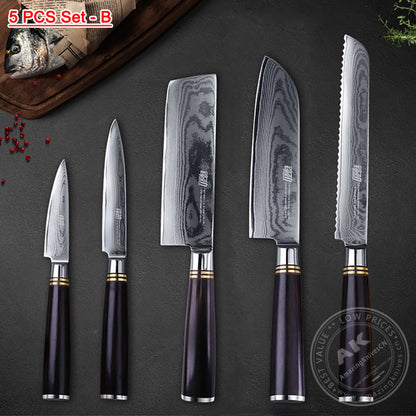 Japanese VG10 67-Layer Damascus Kithcen Knife Set Amazing Quality -AK-DS0593