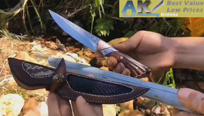 VG10 DAMASCUS HUNTING KNIFE FIXED BLADE SNAKEWOOD FULL TANG- AK-HT0546