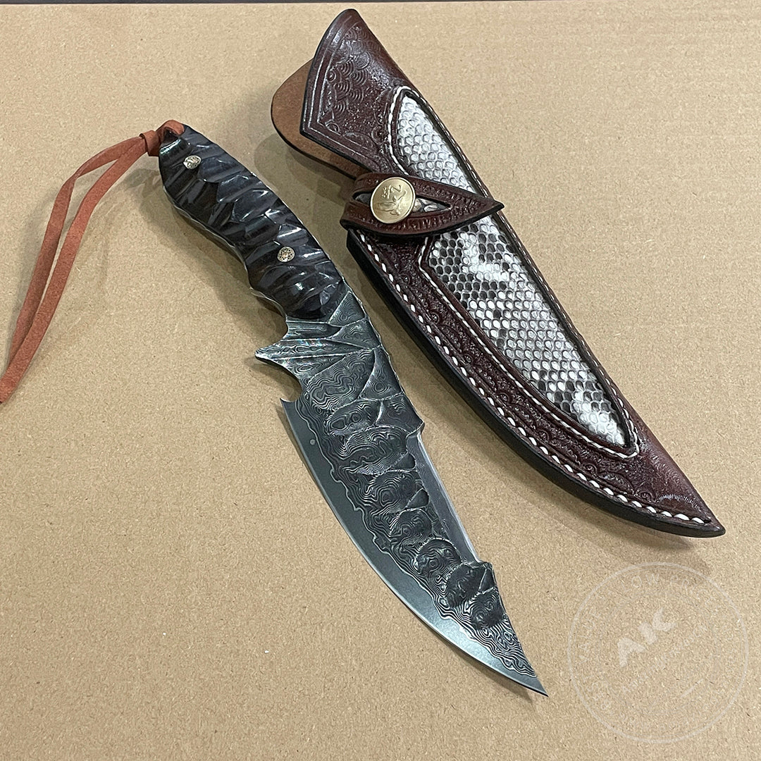 Fixed Blade Japanese Vg10 Damascus Steel Tactical Hunting Knife - AK-HT0326