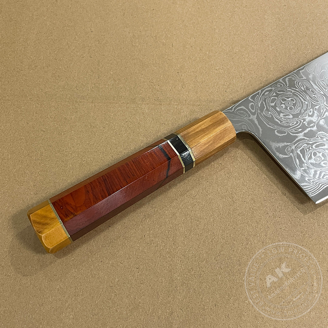 VG10 Damascus Knife Cleaver Rose Pattern Blade - AK-DL0535