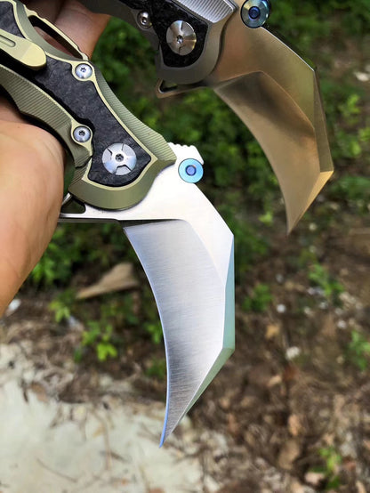 Tactical Karambit Knife Claw S35VN Blade Folding Knives Titanium Carbon Fiber - AK-HT0610