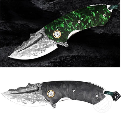 75 Layer Vg10 Damascus Folding Knife Pocket Knives Carbon Fiber Handle - AK-HT0764
