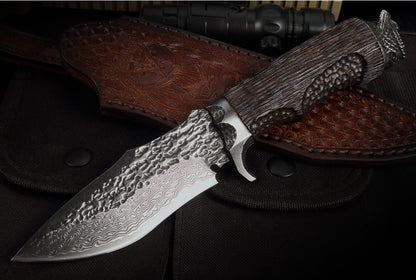 Vg10 Hunting Knife Fixed Blade Damascus Steel Handcrafted Owl Head -AK-HT0810