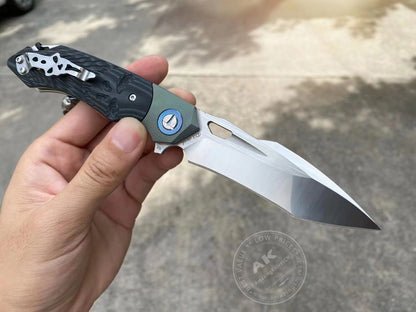 D2 Steel Blade Folding Knife Pocket Knife Tactical Survival Titanium - AK-HT0705-D