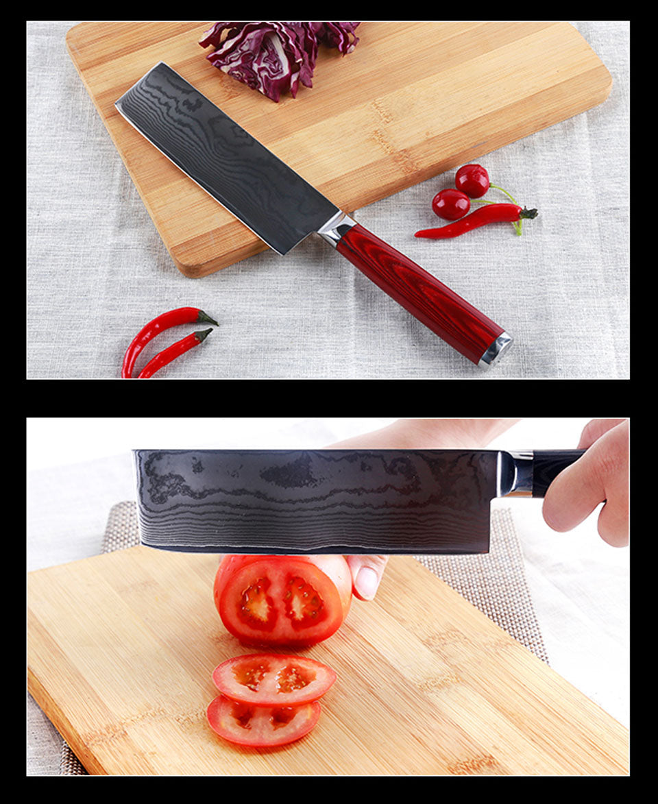 6.5 inch Chef Knife Japanese Damascus VG-10 Steel Kitchen Knife Cleaver Nakiri - AK-DV0123