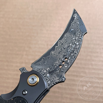 Japanese Damascus Folding Claw Knife Survival Karambit Hunting Ball Bearing with Case- AK-HT0822