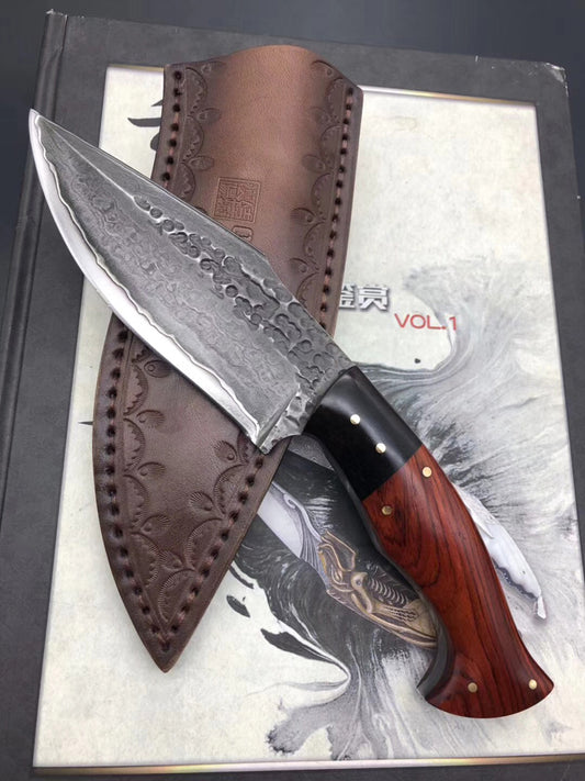 FORGED SAN MAI DAMASCUS HUNTER FIXED BLADE KNIFE FULL TANG - AK-HT0263