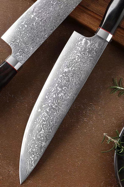 Japanese VG10 Damascus Steel Chef Knife Kitchen Knife with Leather Sheath -AK-DC0605