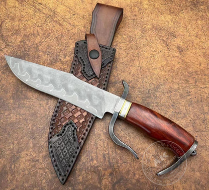 Hand Forged Damascus Hunting Knife Survival Bowie with Sheath- AK-HT0638-S