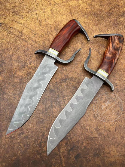 Hand Forged Damascus Hunting Knife Survival Bowie with Sheath- AK-HT0638-S