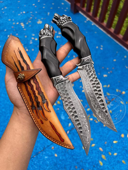 75 Layer Damascus Vg10 Hunting Knife Handmade Survival Bowie Knife Combat Black -AK-HT0770