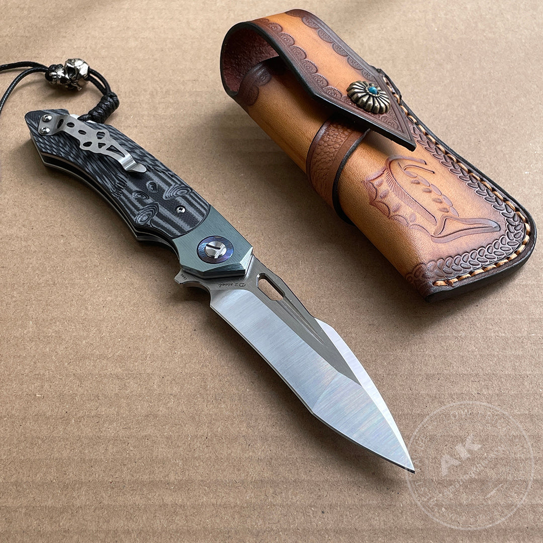 D2 Steel Blade Folding Knife Pocket Knife Tactical Survival Titanium - AK-HT0705-D