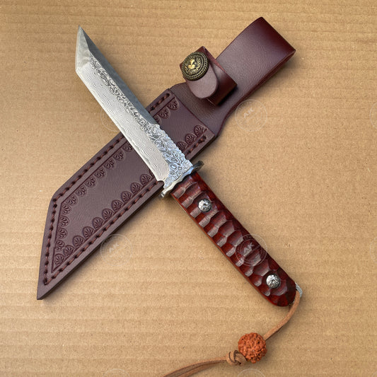 Japanese VG10 Damascus Hunting Knife Katana Knife Samurai Full Tang Sword Tanto - AK-HT0570