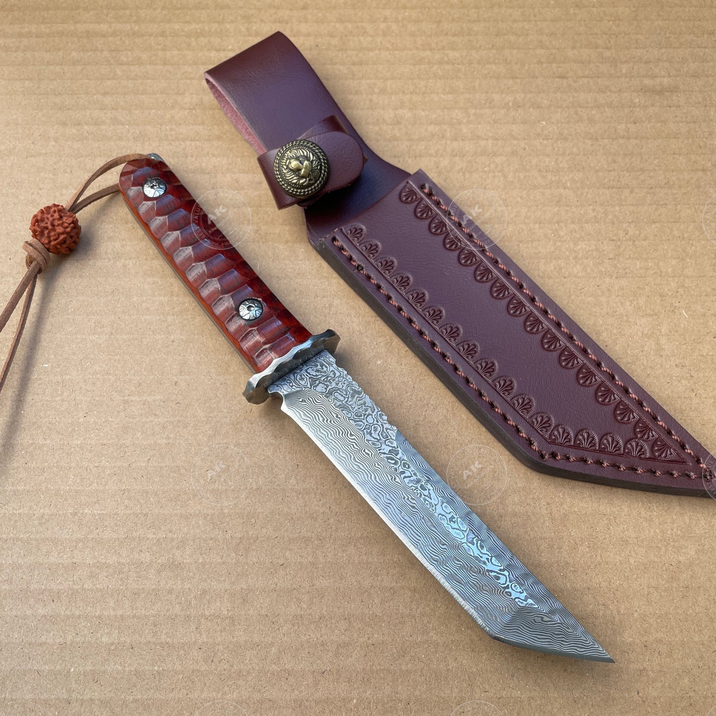 Japanese VG10 Damascus Hunting Knife Katana Knife Samurai Full Tang Sword Tanto - AK-HT0570