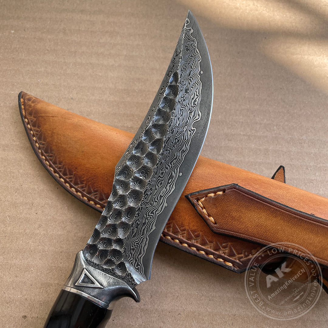 75 Layer Damascus Vg10 Hunting Knife Handmade Survival Bowie Knife Combat Black -AK-HT0770