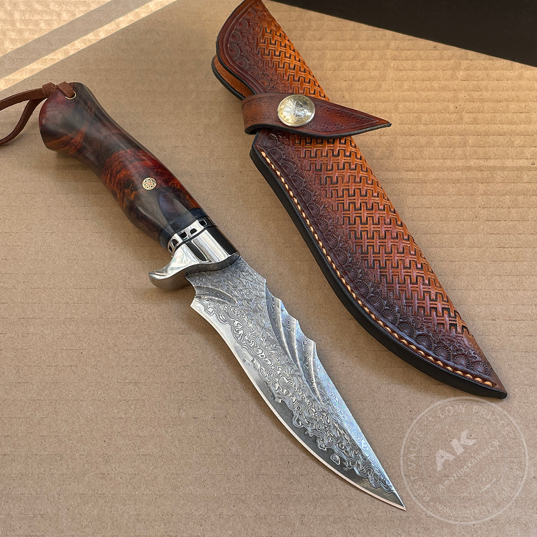 Damascus VG10 Hunting Knife Handcrafted Survival Fixed Blade - AK-HT0560