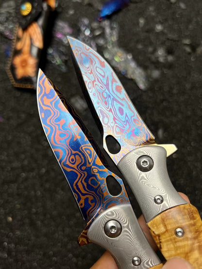 Damascus Folding Knife Pocket Knife Ball Bearings - AK-HT0782