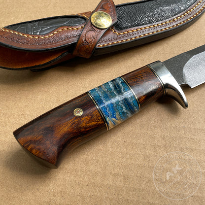 Luxury Handmade Wootz Steel Hunting Knife with Leather Sheath - AK-HT0780
