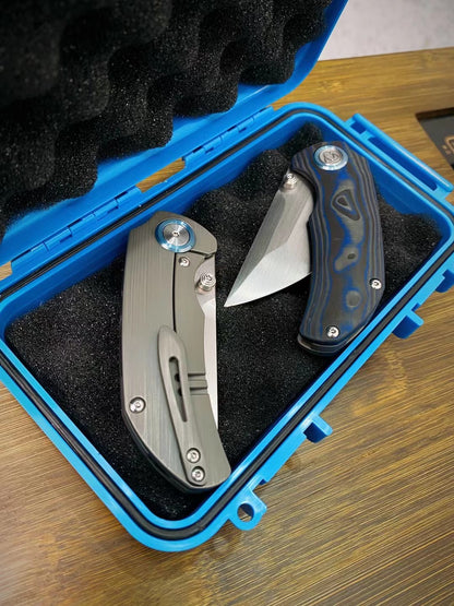 Premium M390 Blade Folding Knife Tactical Flipper Ball Bearings Titanium Alloy Carbon Fiber - AK-HT0791