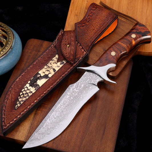 Handmade Forged Damascus Hunting Knife Handcrafted Fixed Blade Full Tang - AK-HT0720