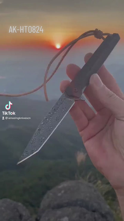 VG10 Damascus Steel Folding Knife Camping Rescue Pocket Knife - AK-HT0824
