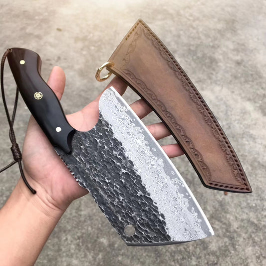 Handmade Heavy Duty Japanese VG10 Damascus Kitchen Knife Meat Chef Bone Chopping Knife -AK-DS0397