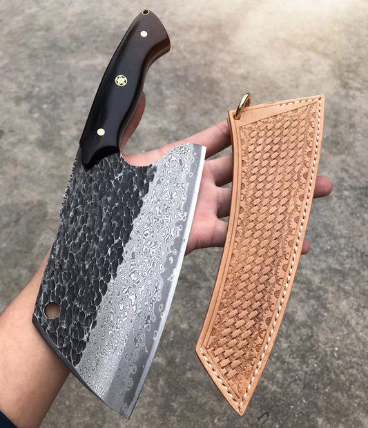 Handmade Heavy Duty Japanese VG10 Damascus Kitchen Knife Meat Chef Bone Chopping Knife -AK-DS0397