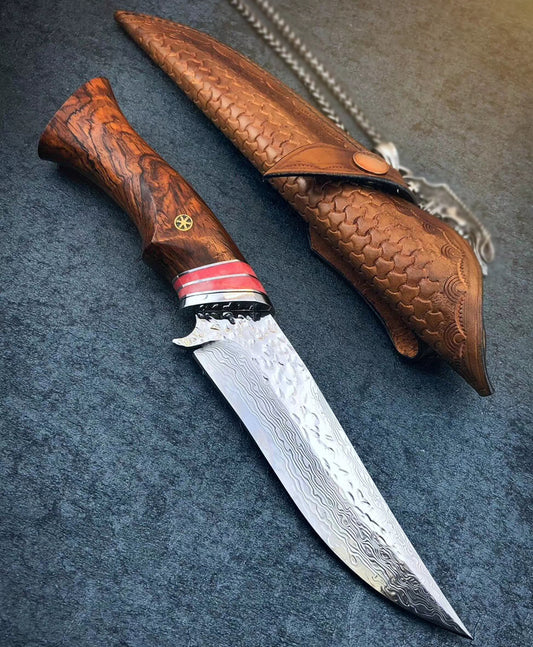 VG10 DAMASCUS HUNTING KNIFE FIXED BLADE - AK-HT0370