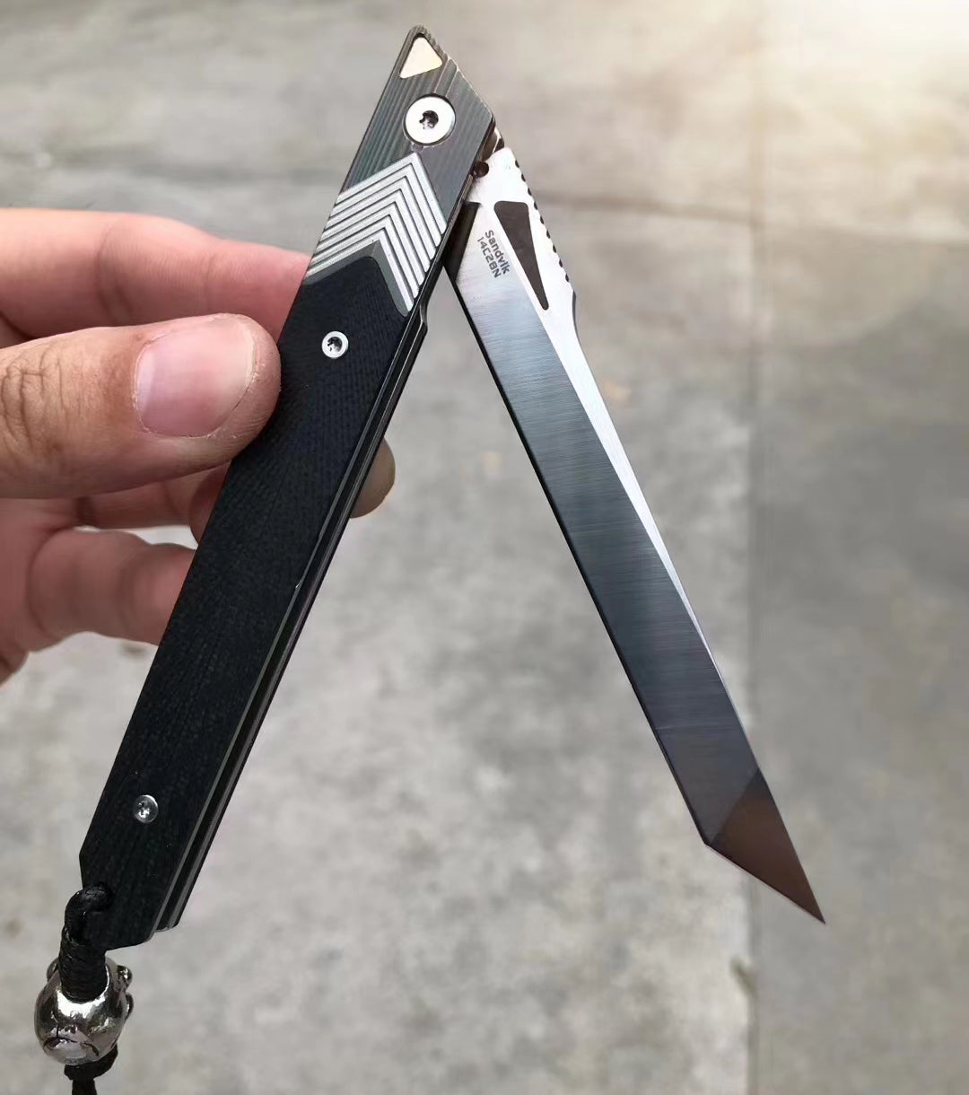 Sandvik Blade Folding Knife Tactical Rescue Survival Flipper Tanto Titanium - AK-HT0557-S
