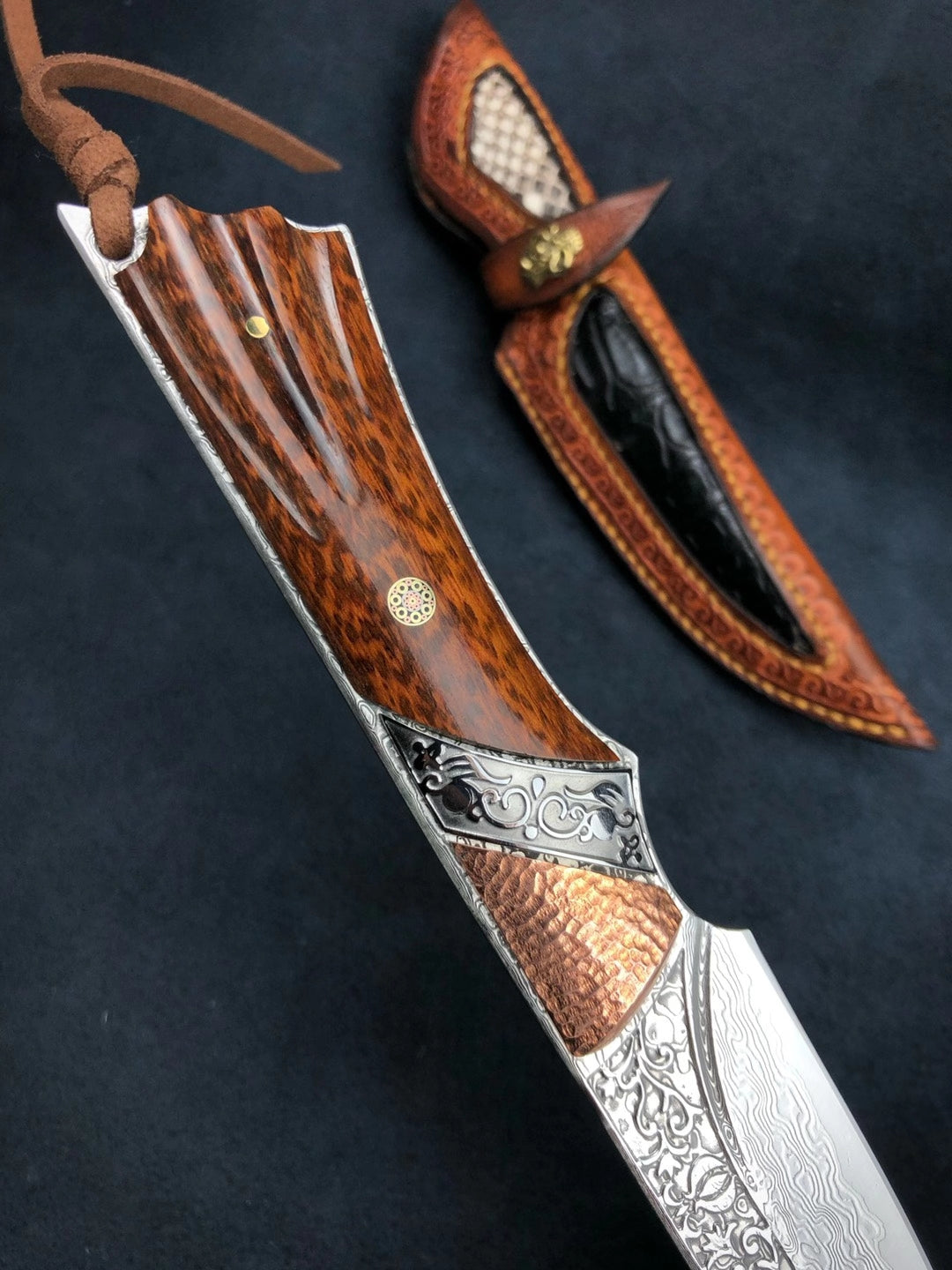 VG10 DAMASCUS HUNTING KNIFE FIXED BLADE SNAKEWOOD FULL TANG- AK-HT0546