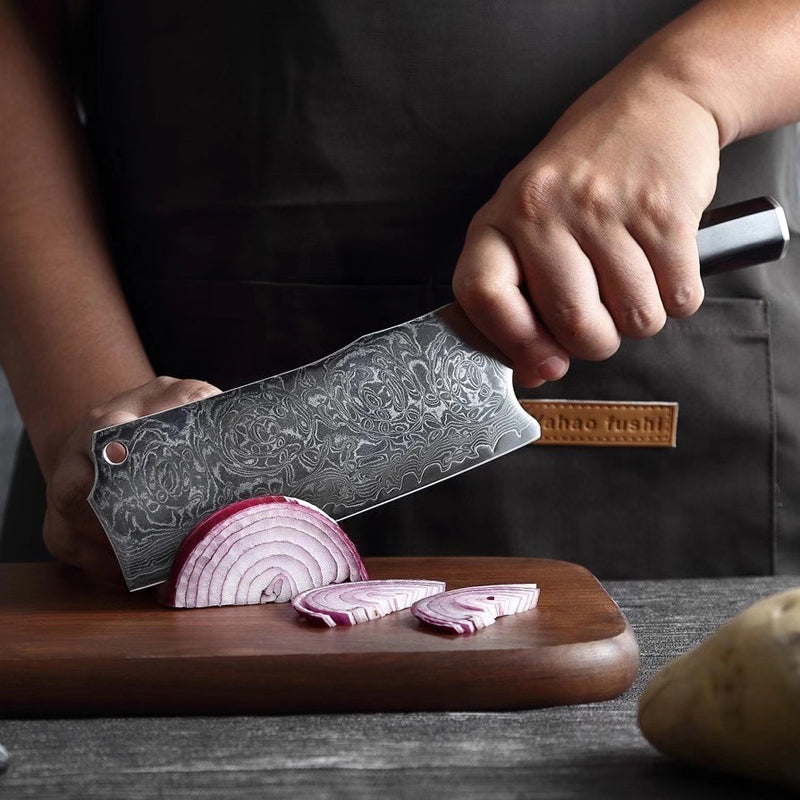 Japanese VG10 Damascus Steel Nakiri knife Kitchen Knives Ebony Wood - AK-DV0629