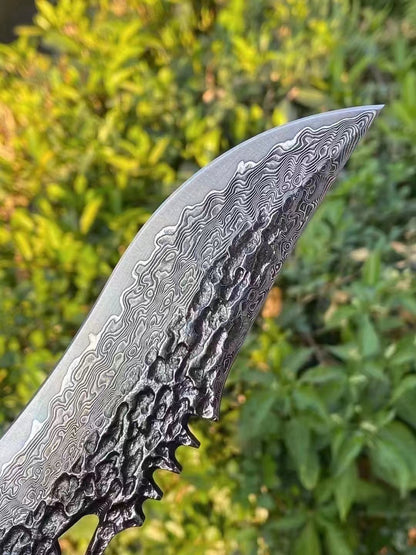 Damascus Fixed Blade VG10 Steel Hunting Knife Art Handcrafted Ebony Black Rhino -AK-HT0741