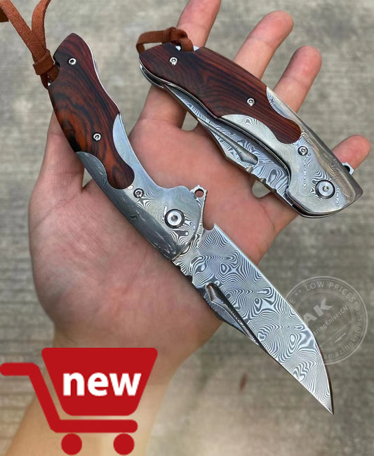 VG10 Damascus Folding Knife Pocket Knife- AK-HT0767